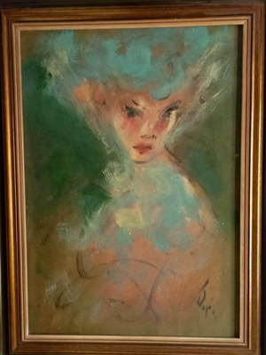 Oil painting by Dori in large frame, signed