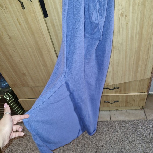 Wool Summer Dress turquoise size L new with side slit and open back