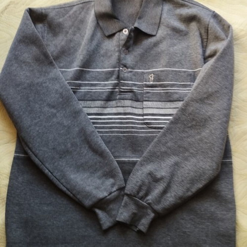 Set of 3 long-sleeve polo shirts size M like new, blue and grey
