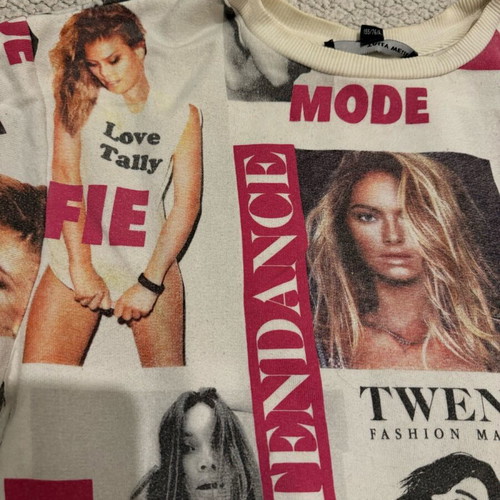 Y2K sweater like new, white and pink, size XS-S