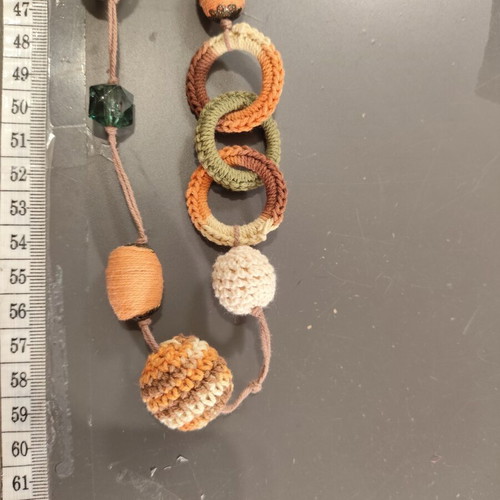 Handmade Boho Necklace ~100cm, earth tones