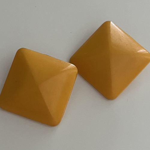 Vintage Atelier clip-on earrings, yellow mustard