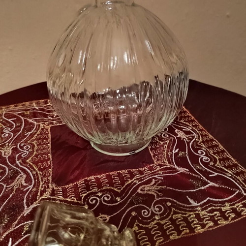 Vintage Glass Carafe with Ribbed Design like new
