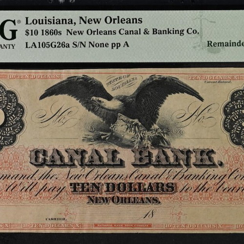10 Dollar USA Louisiana New Orleans 1860 banknote like new
