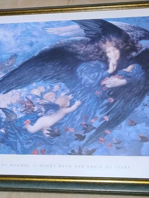 Πίνακας Edward Robert Hughes Night with her Train of Stars, σε κορνίζα, σε άριστη κατάσταση