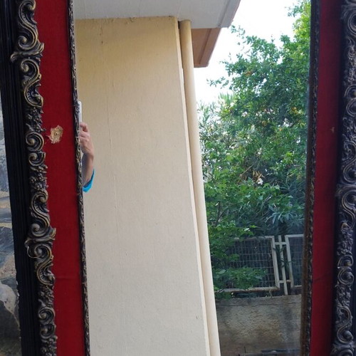 Vintage Love carved mirror used, large