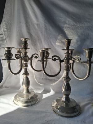 Pair of 5-light candlesticks like new, 32 cm, heavy, 1980s style