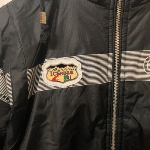 Waterproof jacket new with fleece lining, size L, black and blue