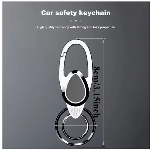 Metal Citroën keychain with 2 rings carabiner new, black and silver