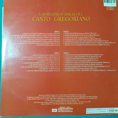 Las Mejores Obras del Canto Gregoriano vinyl record