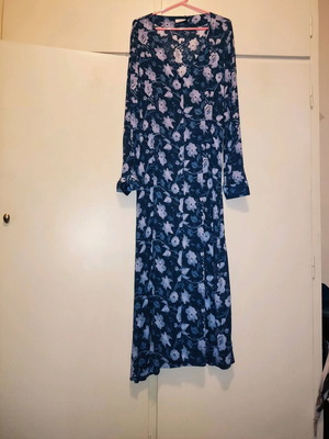 Pink Woman women's long dress new, blue with flowers