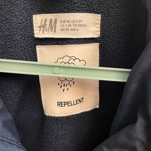 H&M waterproof windbreaker jacket used, size 98 cm, blue