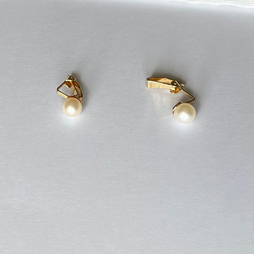Gold clip earrings with 14k pearls new