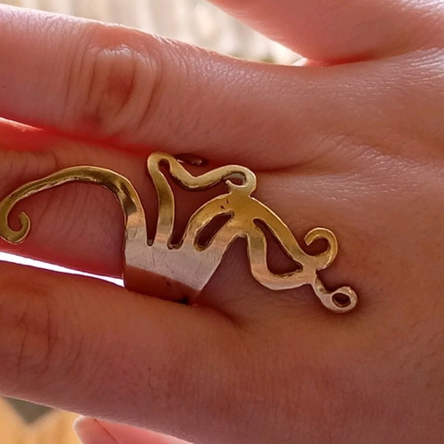 Ring new with unique shape and adjustable brass