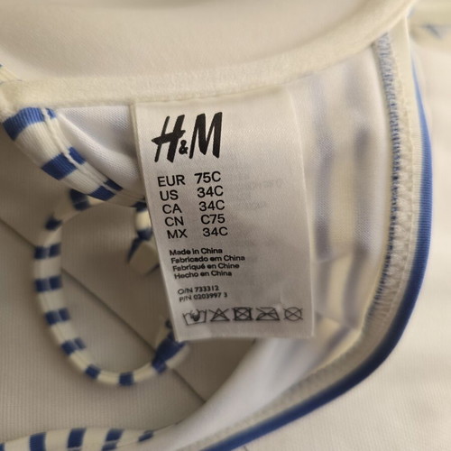 H&M bikini used, white and blue, size S