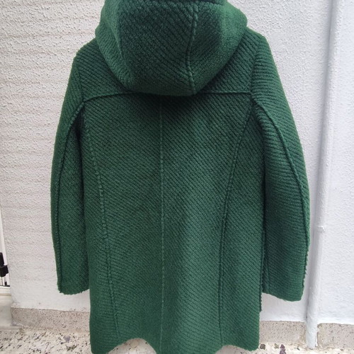 Esprit wool green coat with hood used, size M