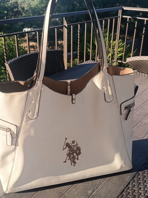 Τσάντα ώμου U.S. Polo Assn. μεταχειρισμένη, άσπρη και καφέ