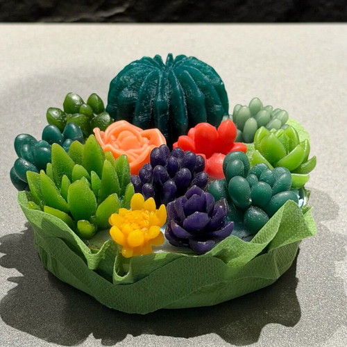 Handmade wax cactus like new