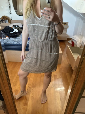 Walker sequin dress like new, beige