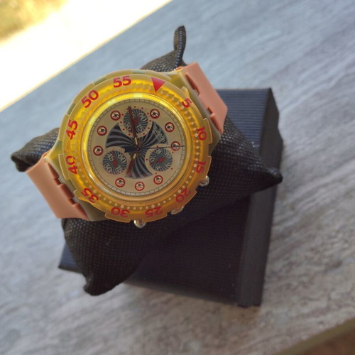 Swatch chrono wristwatch, colorful, new strap and battery