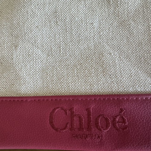 Chloé Parfums off-white and pink canvas makeup bag
