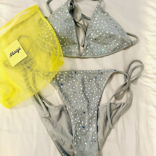 Maaji swimsuit like new with Swarovski crystals, grey silver