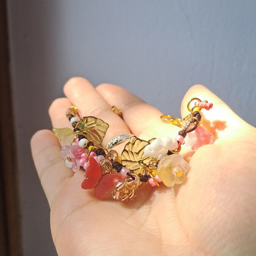 Women's bracelet handmade, new, pink and gold