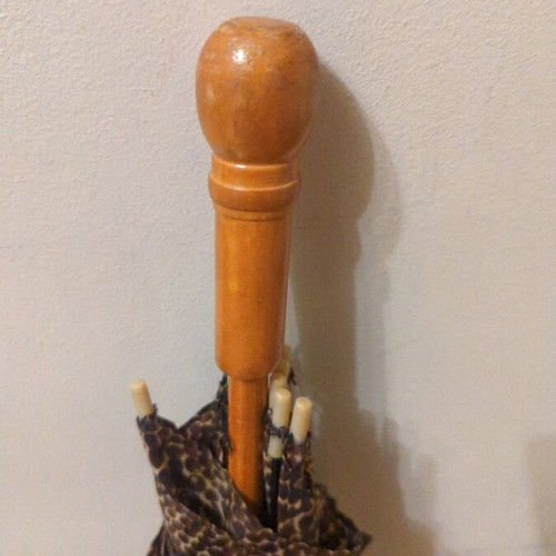 Wooden umbrella used, diameter 92 inches, length 77 inches