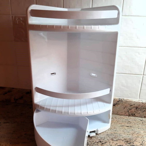 Bathroom shelf used, plastic with broken top shelf
