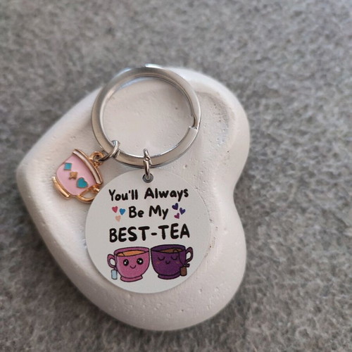 Besties keychain new, silver