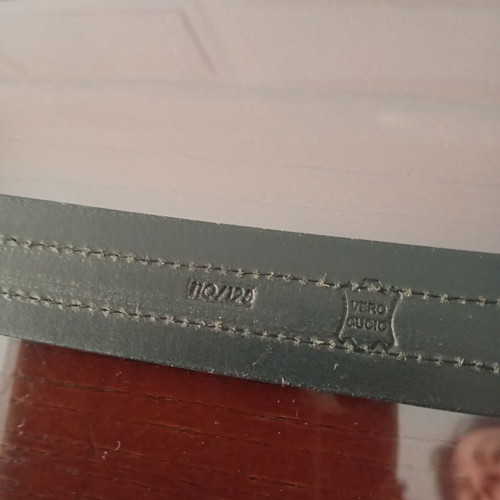 Leather belt new, black and silver, size 120