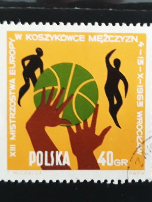 Γραμματόσημο Πολωνίας 1963, 13ο Ευρωπαϊκό Πρωτάθλημα Μπάσκετ Ανδρών, 1 τεμάχιο