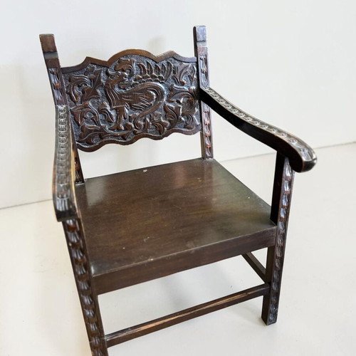 Skyrian armchairs set of 2 used, handmade carved wood antiques