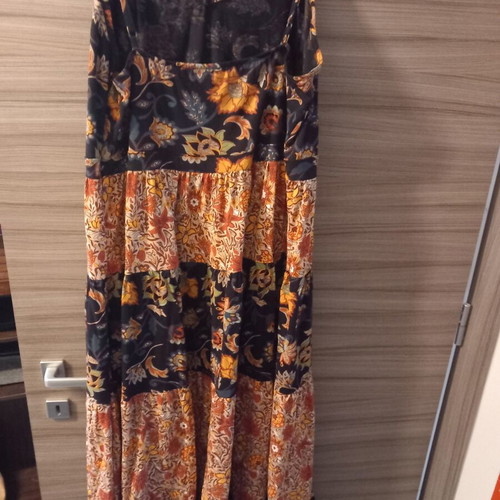 BonPrix maxi dress like new, floral black, organic cotton, sizes 48-50