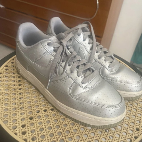Nike Airforce 1 sneakers, silver, size 41