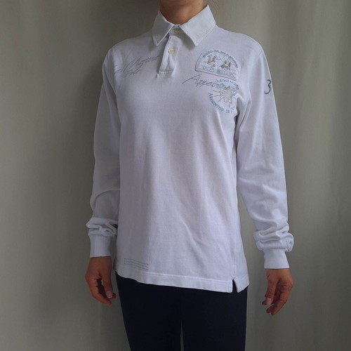 La Martina women's polo shirt size M, white, long sleeve, cotton