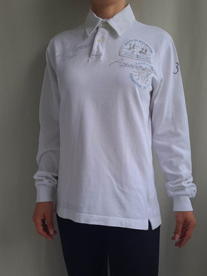 La Martina women's polo shirt size M, white, long sleeve, cotton