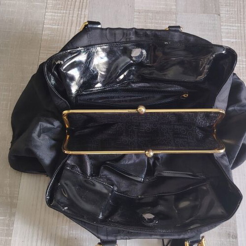 GF Ferre Vintage Shoulder Bag black satin texture used