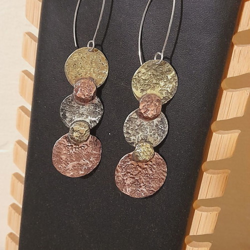 Handmade earrings new, mixed metals, 7.5 cm length