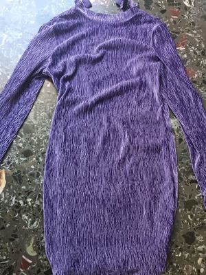 Velvet fitted dress, purple, backless, like new, H&M