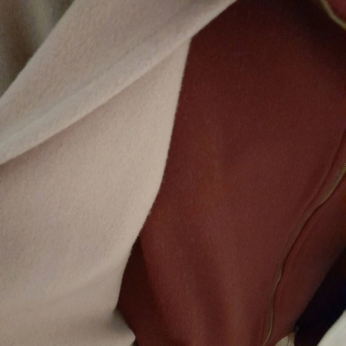 Vintage beige burgundy winter coat with zipper Large like new