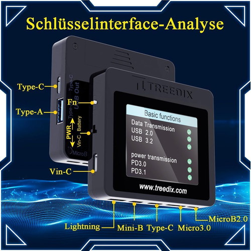 Treedix USB Cable Tester 2.4-Inch Color Display, New