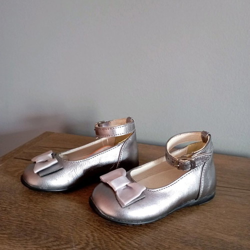 Leather children's ballerinas for girl -silver no.21
