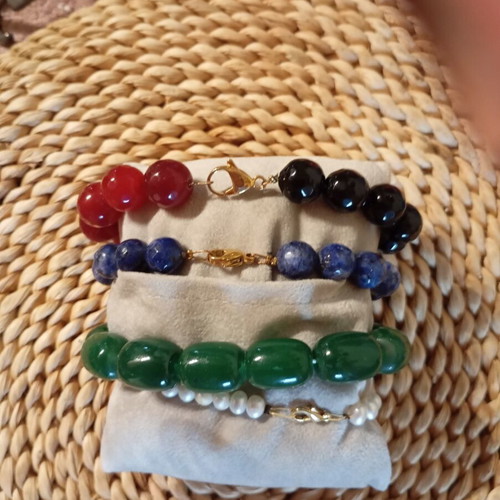 Bracelets set of 4 with natural stones, new, multicolor