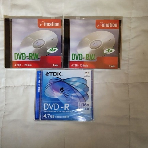 Imation DVD-RW 4.7 GB and TDK DVD-R pack, new, 3 discs