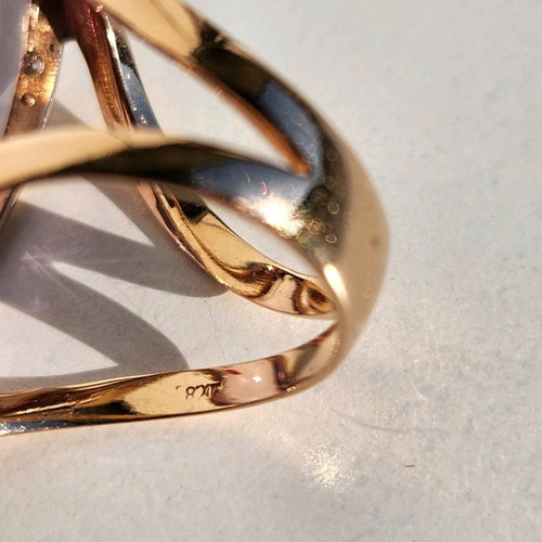 Gold 18K ring with amethyst and 38 diamonds used