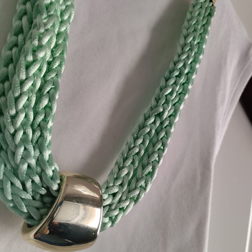 Chunky pistachio green statement necklace handmade