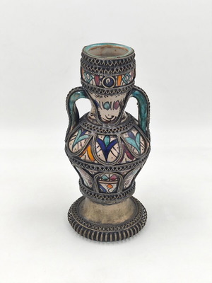 Ceramic vase with filigree Moroccan Fes used