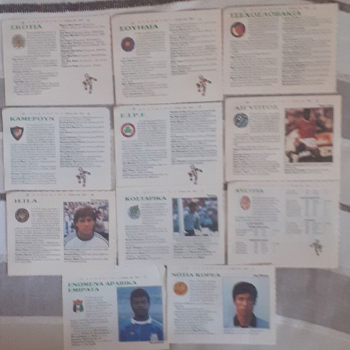 World Cup 1990 football team stickers collection, retro 23/24 teams