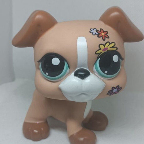 Littlest Pet Shop Jumbo Boxer Dog figure like new, collectible Hasbro